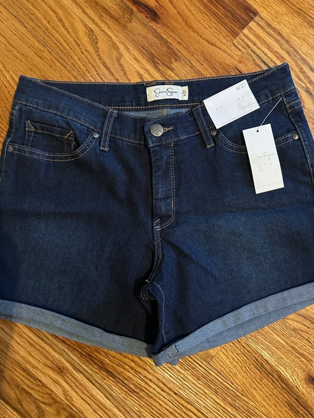 Jessica Simpson Denim Jean Shorts Indigo Rolled-Hem Denim Shorts size 5 NWT